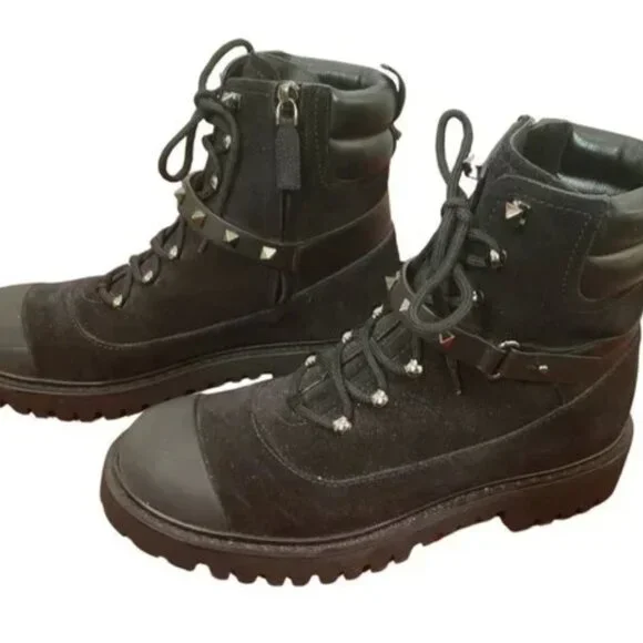 VALENTINO GARAVANI Rockstud Suede Combat Boots size 39/US 9 NWOT - Picture 8 of 14